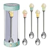 Grasslands Road Just Desserts Cupcake Ice Cream Cone Parfait Spoons Four Styles, Gift Boxed Set of 4