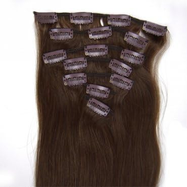 15" 18" 20" 22" 24" 26" 28" Straight Clip In Virgin Remy Human Hair Extensions 70g 100g 160g 23 colors available Mix Order Full Head (26inch 120g/7pc, Color #4 medium brown)