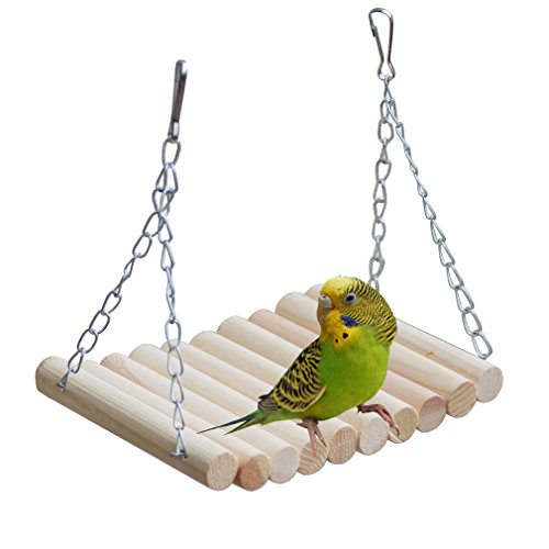Kintor Parrot Bird Macaw Chinchillas Squirrel Hamster Swing Wooden Stands Toys by 7.85inch