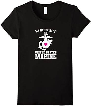 Women's My Other Half is a US Marine Love Wife Husband T-Shirt Tee Medium Black