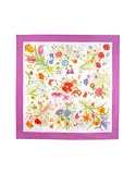 Forzieri Wildflowers and Butterflies Printed Silk Square Scarf Camel