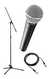 Shure SM58-LC Vocal Microphone Bundle with 20-Foot XLR Cable and Boom Stand