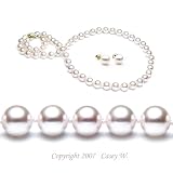 AAA Quality 18 Inch Round 7-7.5mm White Akoya SaltWater Cultured Pearl Necklace & Earrings Set