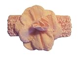 Crocheted waffle headband w/linen Flower