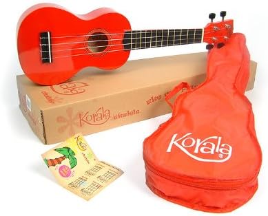 Korala Beginners Soprano Ukulele/Ukelele + Gig Bag & Starter Pack (Red)