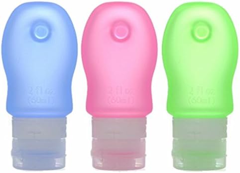 CONXIN Leak Proof Travel Bottles, Silicone Travel Bottles 2oz 3 Pack - [TSA Airline Carry-On Approved] - Squeezable &amp; Refillable Travel Containers For Shampoo, Conditioner, Lotion (Pink+Blue+Green)