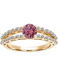 1.13 Ct Round Pink and White Diamond 14K Yellow Gold Ring