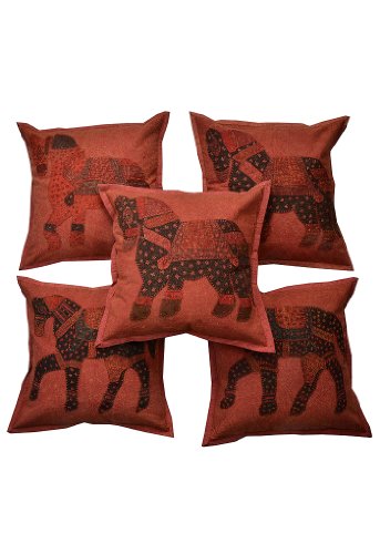 Imagen principal de Cojín Hecho a mano adornado con Patch Horse & Embroidery Jogi Work Size 16 x 16 pulgadas Juego de 5 piezas