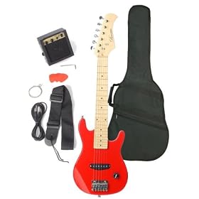 Barcelona Kid's Electric Guitar with 5-Watt Amp, Gig Bag, Strap, Cable, Strings, Picks, and Wrench - Red Metallic