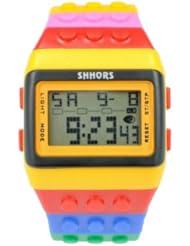 Baolihao Multi-Color Block Brick Style Wrist Watch with LED Night Light WTH0366