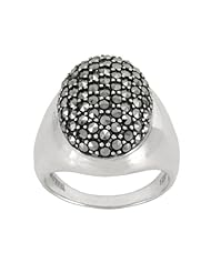 Sterling Silver Marcasite Pave Oval Dome Ring