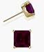 Created 4mm Square Princess Rhodolite 14 Karat Yellow Gold Stud Earrings