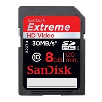 SanDisk 8GB Extreme HD Video SDHC Class 10 UHS-I High Performance Memory Card (SDSDX-008G-X46) - Retail Package