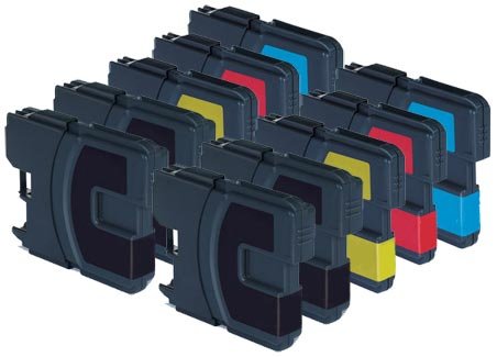 10 Brother MFC 490CW Hochwertige Kompatible Druckerpatronen - Cyan Magenta Gelb Schwarz Schwarz