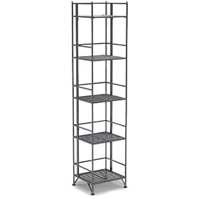 Convenience Concepts 8016S X-Tra Storage 5-Tier Folding Metal Shelf, Silver