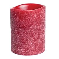 Enjoy Lighting Signature Series Cranberry Glacier Garnet Huckleberry Scented Wax LED Pillar Candle with 3 Level Auto Timer, 3x4