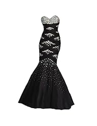 Sweetheart Mermaid Tulle Fitted  Sequined Prom Dress  with a Brush/Sweep Train  With Rhinestones