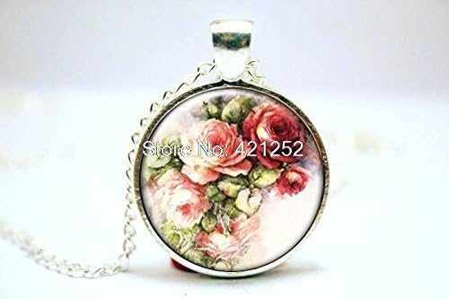 Pretty Lee 2015 Fashion Watercolor Flower Necklace Glass Photo Cabochon Necklace Christmas gift