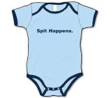 Spit Happens - Ringer Tee Silly Baby Onesie, Blue