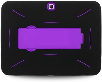 MICROSEVEN Heavy Duty Rugged Armor Case Cover with Kickstand for Samsung Galaxy Tab 3 10.1 P5200 P5210 Packaging (Black/Purple)
