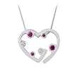 Sterling Silver Diamond and 0.14 ct. Ruby Heart Pendant with Chain