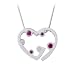 Sterling Silver Diamond and 0.14 ct. Ruby Heart Pendant with Chain