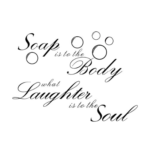 Wallmates Home Decorative Mural Decal Art Vinyl Quotes Wall Sticker Soap is to the Body Laughter is to the Soul Wallpaper