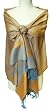Jacquard Orange and Light Blue Pashmina Shawl Wrap