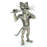 Figurine en étain chat flûte