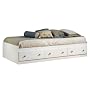 South Shore Furniture, Summertime Collection, Twin Mates Bed 39", Pure White and Natural Maple