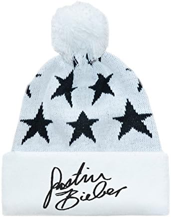 Justin Bieber PomPom Beanie (White/Black)