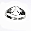Sterling Silver Ring - Peace Sign - Size: 4-10, 6
