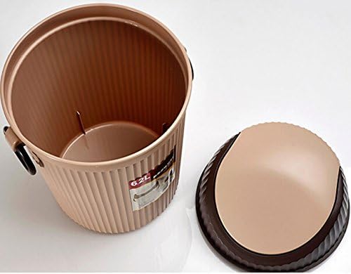 Wave Cover Trash Fashion Creative Household Kitchen Bedroom Bathroom Trash Bin Without Cover (Brown striped flip)