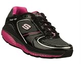 Skechers Women's Shape Ups - S2 Lite Lace-Up Fashion Sneaker,Black/Hot Pink,9 M US