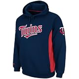 MLB Men's Minnesota Twins Captain Hooded Fleece Pullover (Athletic Navy/Athletic Red, Medium)