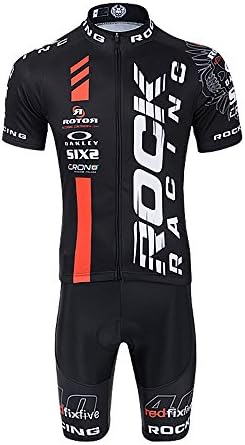Pro Team Men's Short Sleeve Cycling Jersey and Shorts Suit MTB Clothes Black and Reds XL 150027