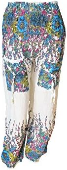 The Weavers Floral Palazzo Alibaba Ladies Harem Trousers (White)
