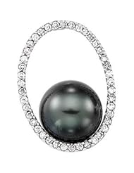 Clevereves 14K White Gold 11.00mm 1 3Cttw Tahitian Pearl And Diamond Pendant