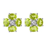 14k White Gold Peridot Floral Earring