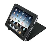 MaryCom PREMIUM QUALITÄT Ledertasche mit Ständer für Apple iPad in Schwarz + Gratis Displayschutzfolie / Etui / Bag / Schutztasche / Leder SS iPad