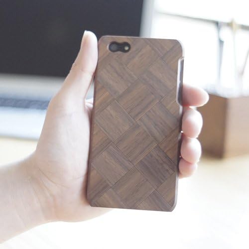 [Sliced Veneer Textile] Handmade Wooden Case Cover for iPhone 5 & 5s (Made in Japan) (Lattice pattern / Walnut)