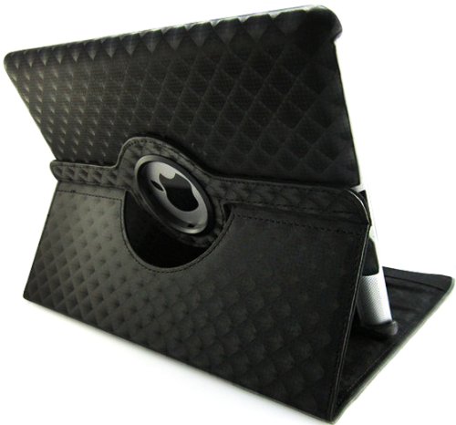 SYC® 360 Degree Rotating iPad 5/ iPad Air Case: Folio Convertible Cover Multi-angle Vertical and Horizontal Stand with Smart On/Off for the Apple iPad 5 (iPad 5, #000000)