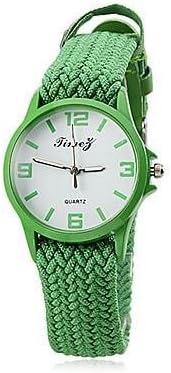 Unisex Analog Quartz Fabric Elastic Braid Band Wrist Watch Green