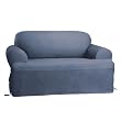 Sure Fit Cotton Duck T-Cushion Sofa Slipcover - Blue Stone