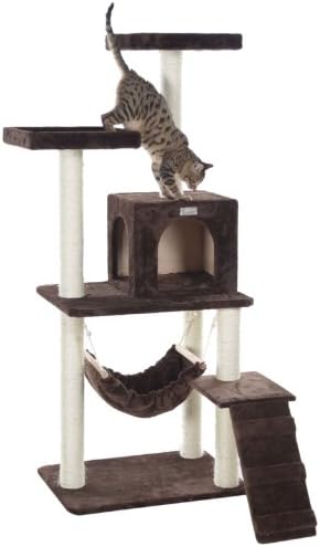 GleepetGP78570923 Cat Tree with Ramp, 57-Inch, Coffee Brown