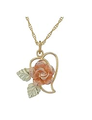 Black Hills Gold Rose Pendant with Double Heart