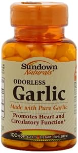 Sundown Naturals Odorless Garlic,  Softgels - 100ct. Bottles,  (Pack of 2)