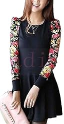 Long Sleeves General Print Above the Knee Spring Sheath Mini Dress 