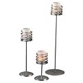 Swirl T-Light Holders With Frosted Covers- Silver (Set Of 3 Sizes)