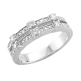 14k White Gold Diamond Anniversary Wedding Ring / Band Size 7 (HI, SI-I, 0.47 carat)